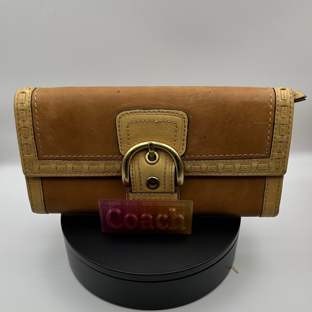 Vintage Coach SoHo Natural Tan and Brown leather Women's Wallet - Picture 16 of 16